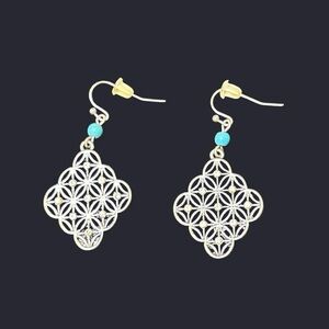 Silver Blue Beaded Dangle Earrings!